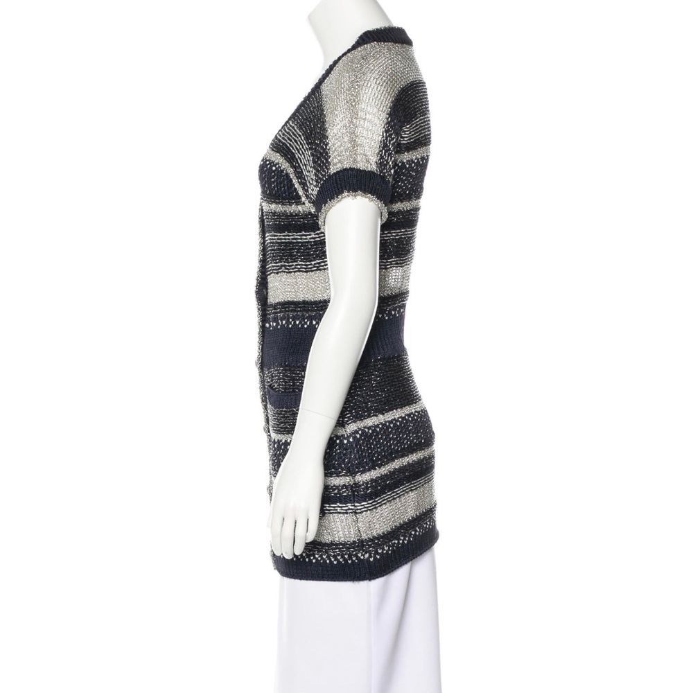 Oscar de la Renta Metallic Short Sleeve Cardigan - Picture 2 of 4